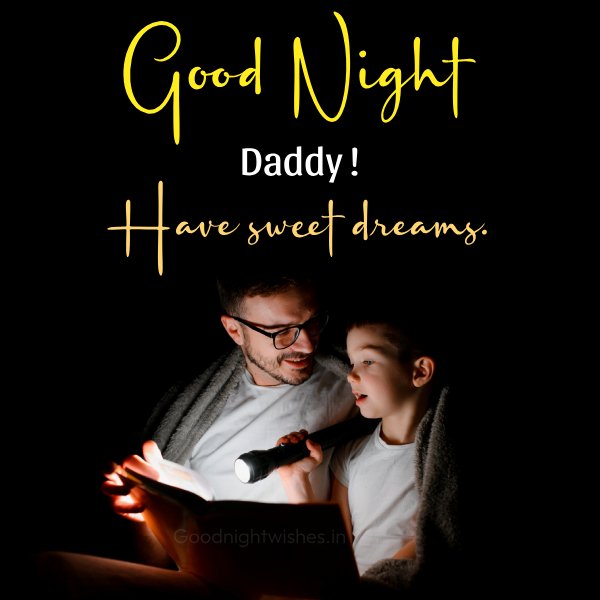 Good Night Daddy Have Sweet Dreams With His Son Reading Book Pic